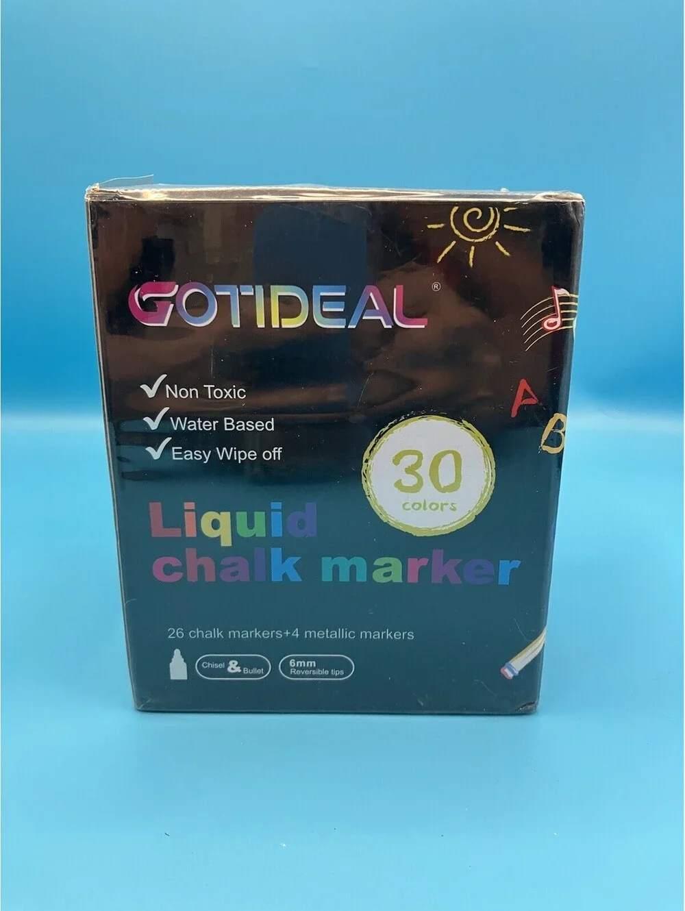 GOTIDEAL Liquid Chalk Markers Erasable, Pack of 26 & 4 Metallic -30 Colors NIB
